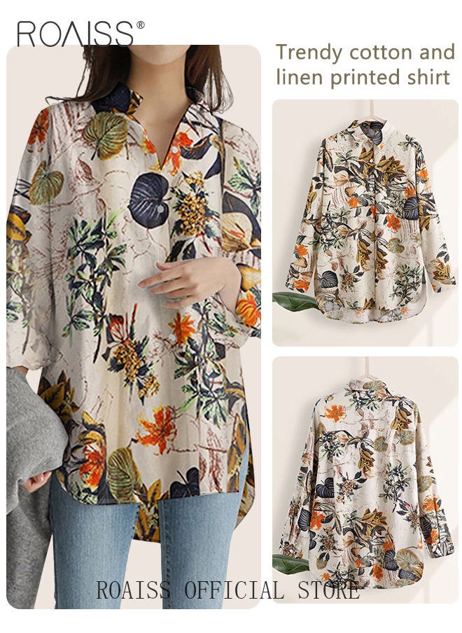 Ladies Stylish Lapel Shirt for Daily Commute Single Breasted Long Sleeve Top with Simple Design and Loose Fit Featuring a Beautiful Floral Pattern - pzsku/Z8CD1E08C52A8239F2B66Z/45/_/1691370580/332119c3-e363-401e-be4e-eabbb577ac4c