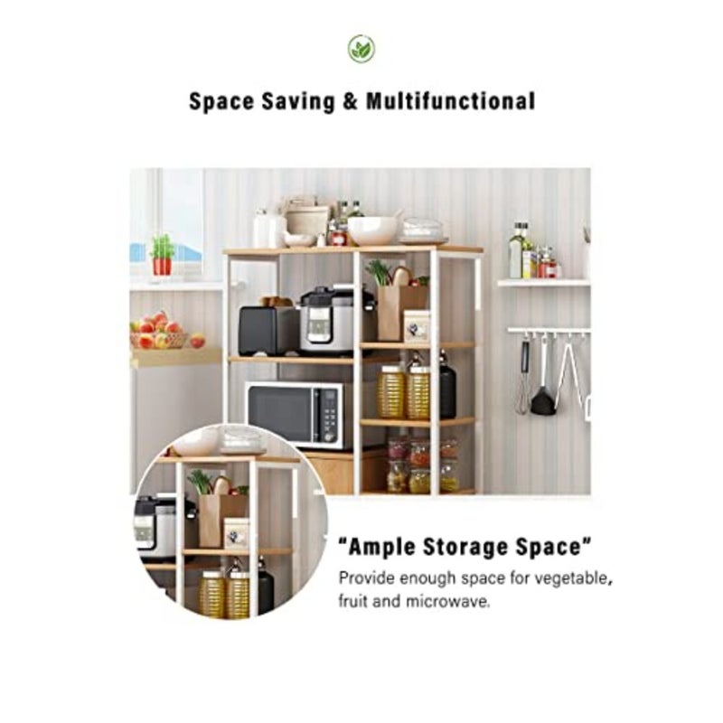 3-Tier Microwave Oven Stand with Cabinet, Multi-layer for Spice, Utensils, Vegetable, Fruit, black - Image 3