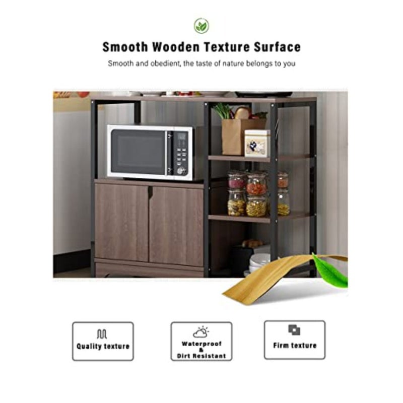 3-Tier Microwave Oven Stand with Cabinet, Multi-layer for Spice, Utensils, Vegetable, Fruit, black - Image 5