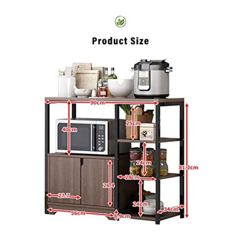 3-Tier Microwave Oven Stand with Cabinet, Multi-layer for Spice, Utensils, Vegetable, Fruit, black - Image 2