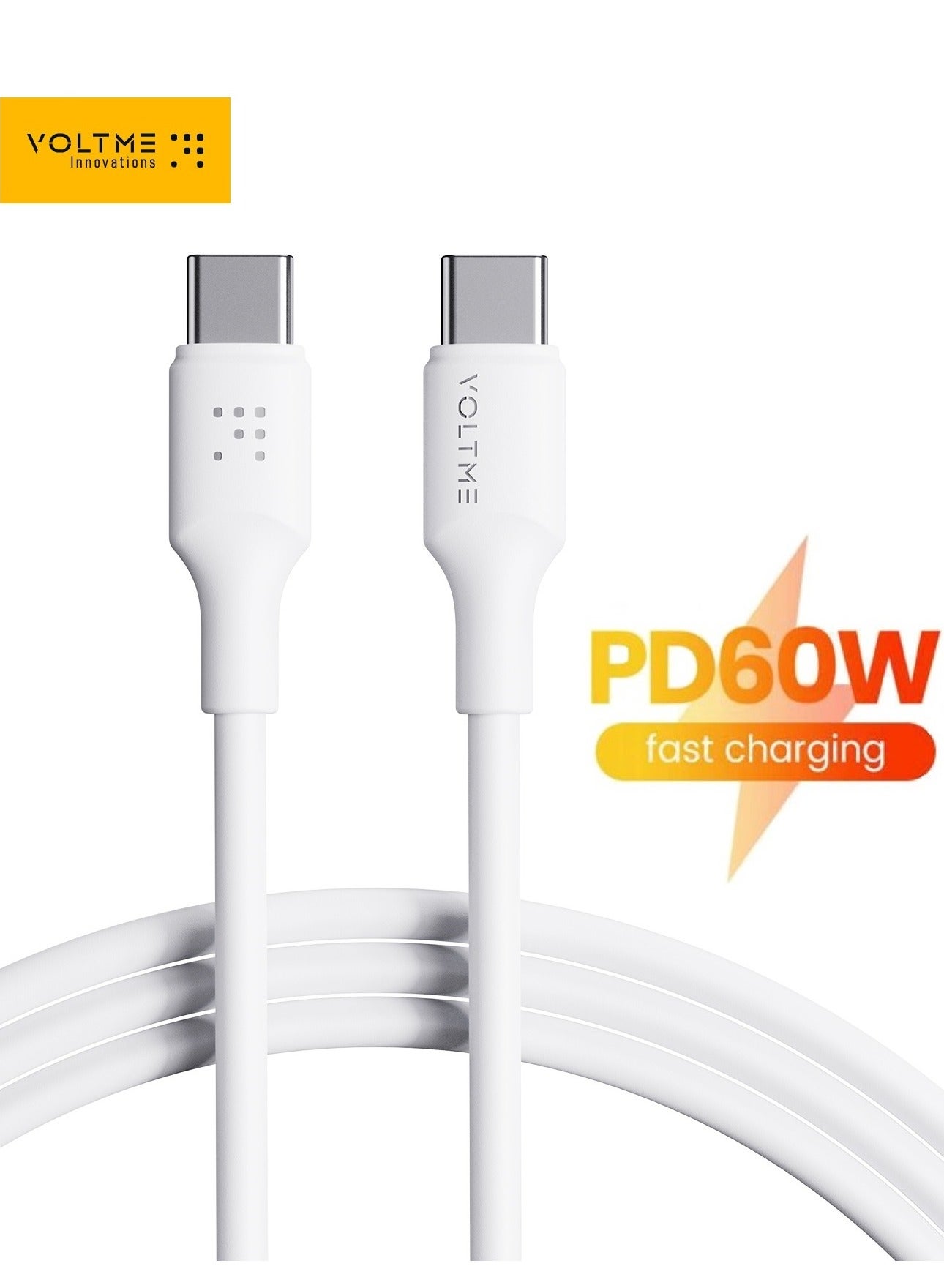 2m 60W (3A) PD Type-C to Type-C Fast Charging Cable, USB-C Power Cord Compatible with iPhone Air, iPhone 17/17 Pro/17 Pro Max, 16/16 Pro/16 Plus, 15 Series, iPad Pro/Air/Mini 6, MacBook Pro/Air, Samsung Galaxy S25/S24/S23 Ultra, Xiaomi, Huawei, Google Pixel, Laptops, Tablets and More - White