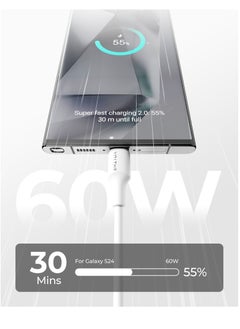 VOLTME 2M USB-C to USB-C Charger Cable - 60W (3A) Fast Charging for iPhone 16/16 Pro/16 Pro Max/16 Plus, 15 Series, iPad Mini 6/Pro 2022, MacBook Pro 2020, Samsung Galaxy S24/S23/S22 & All Type-C Devices- White  - Image 2