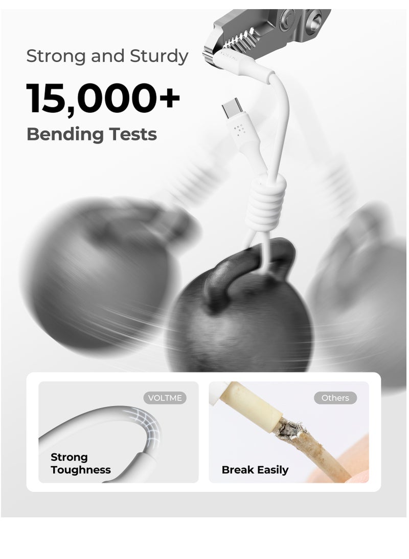 VOLTME 2m 60W (3A) PD Type-C to Type-C Fast Charging Cable, USB-C Power Cord Compatible with iPhone Air, iPhone 17/17 Pro/17 Pro Max, 16/16 Pro/16 Plus, 15 Series, iPad Pro/Air/Mini 6, MacBook Pro/Air, Samsung Galaxy S25/S24/S23 Ultra, Xiaomi, Huawei, Google Pixel, Laptops, Tablets and More - White - Image 4