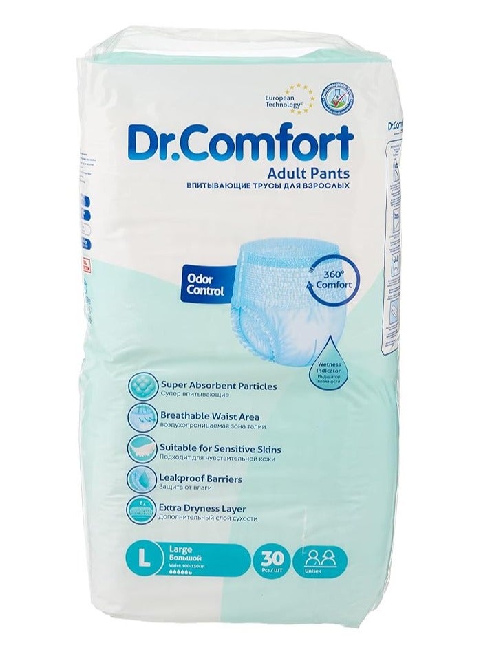 Dr. Comfort Dr. Comfort Adult Diaper Pants Large, , Super Absorbent, Leakproof, Breathable, Skin-Friendly - Pack of 30 