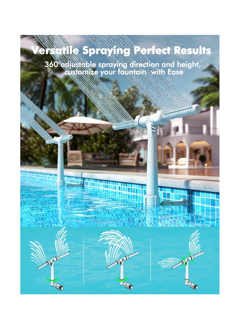 Y&D - Pool Fountain, Dual Spray Water Fountains for Above Ground/ Inground Pools, 2-in-1 Adjustable Waterfall Sprinkler Fountain Cooling & Relaxation, Swimming SPA Accessories - Image 1