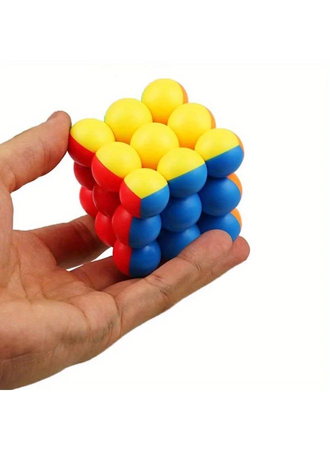 مكعب السرعة السحري YJ بدون ملصقات 3x3x3، مناسب للمبتدئين، خرز دائري ملون، لغز سلس - Image 1