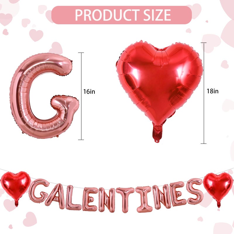 TONIFUL 16 Inch Rose Gold Galentines Letter Balloons Valentineâ€™s Day Foil Alphabet Balloons Banner for Galentine's Day Wedding Bridal Shower Anniversary Engagement Ladies Girls Party Supplies - Image 2