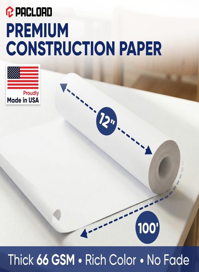 Paclord White Construction Paper Roll 12" x 100 ft – Made in USA – 12" Bulletin Board Paper for Classroom & School, Teachers & Kids - Image 2