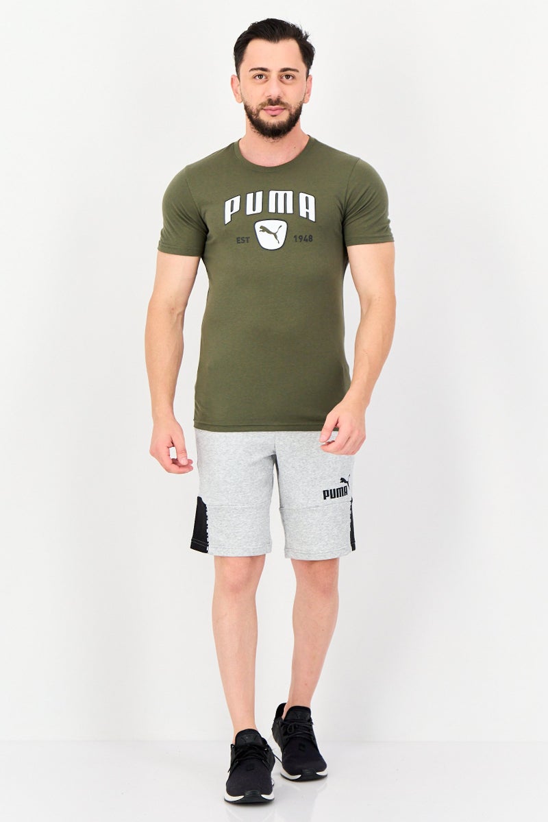 PUMA Men Sportswear Fit Brand Logo Short Sleeves Training T-Shirt, Olive - Image 4