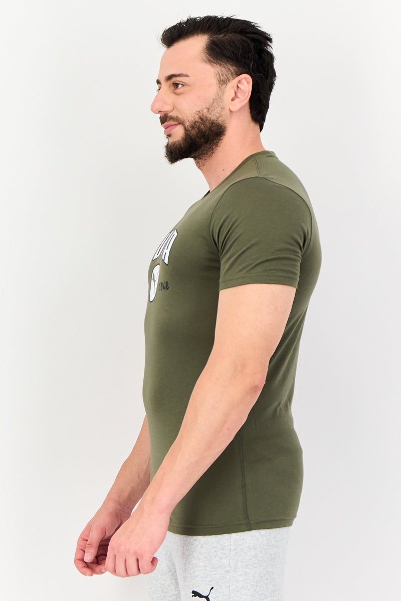 PUMA Men Sportswear Fit Brand Logo Short Sleeves Training T-Shirt, Olive - Image 2