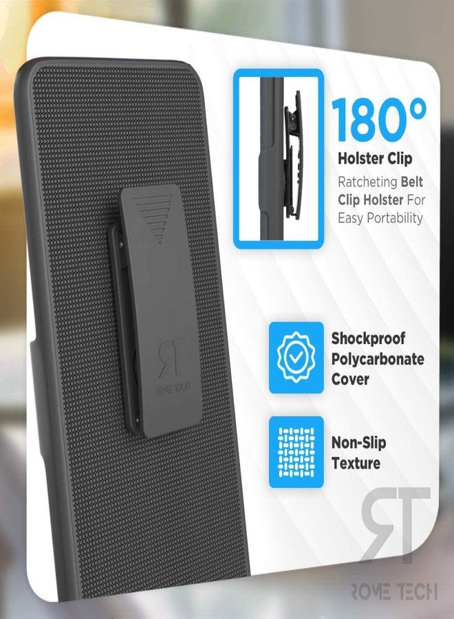 ROME TECH Designed for Motorola Moto G Pure (2021) Case with Belt Clip Holster - Kickstand Cover Phone Case - Black - Image 3