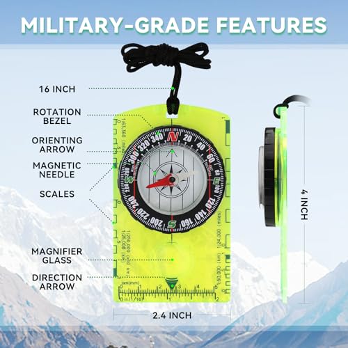 HKDiRedy Orienteering Compass for Kids & Beginners – Lightweight Magnetic Navigation Compass with Map Scale, Easy-to-Read Dial for Camping, Hiking, Backpacking, Scouting & Outdoor Learning - Image 3