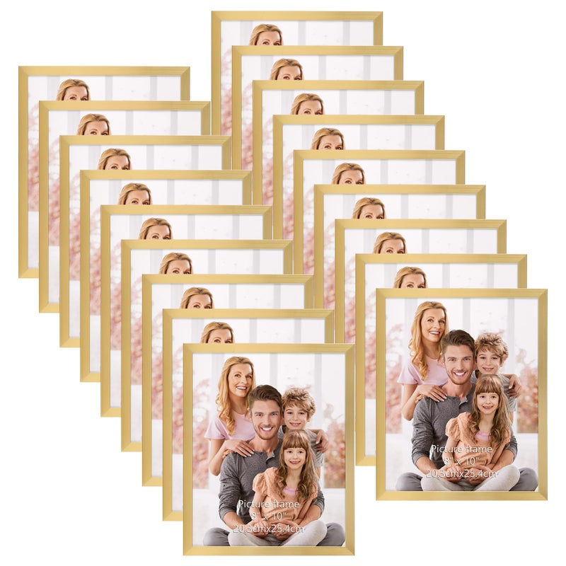 WIFTREY 8x10 Picture Frame Set of 18, Multi Photo Frames 8 by 10 Bulk for Wall Hanging or Tabletop Display, Gold - Image 1