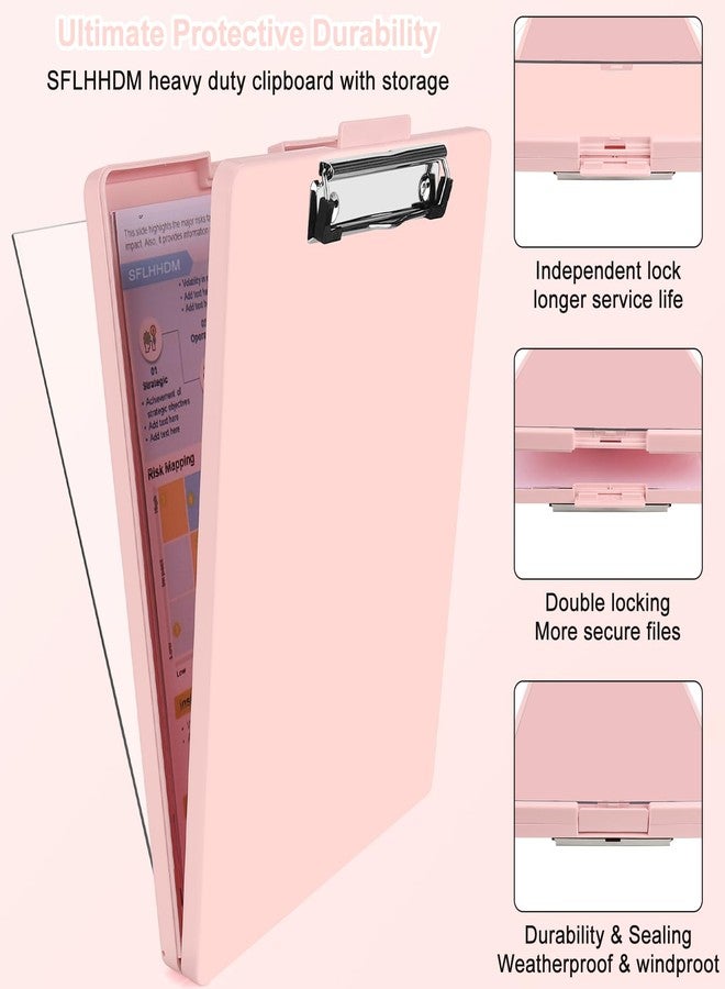 SFLHHDM Clipboard with Storage,Three-Tier Box Clipboard(Letter Size),Storage Clipboard with Clip Form Holder Clipboards,Dry Erase Clip Boards 8.5x11 with Storage for Office School Supplies Clip Board-Pink - Image 2