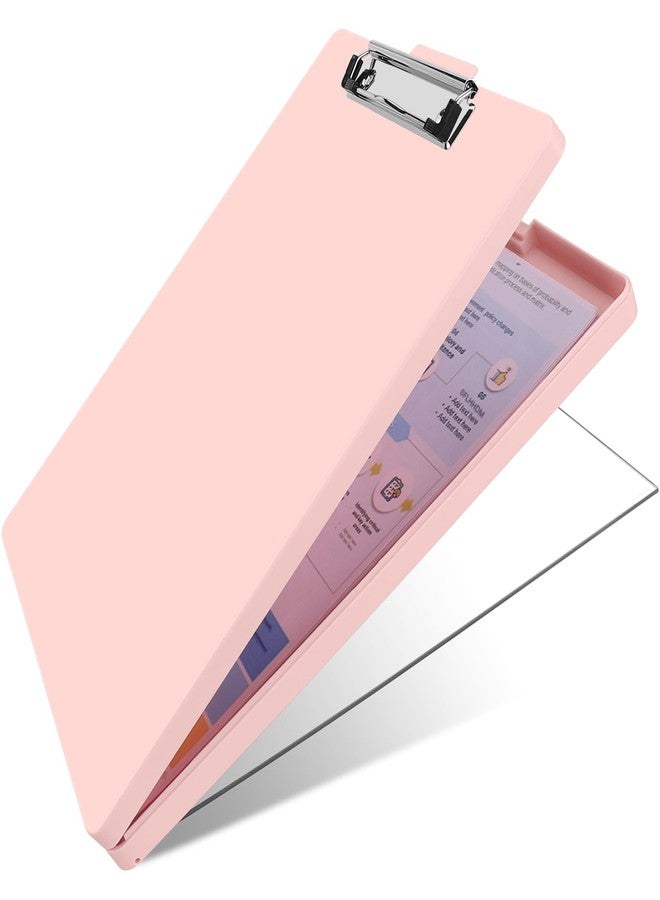 SFLHHDM Clipboard with Storage,Three-Tier Box Clipboard(Letter Size),Storage Clipboard with Clip Form Holder Clipboards,Dry Erase Clip Boards 8.5x11 with Storage for Office School Supplies Clip Board-Pink - Image 1
