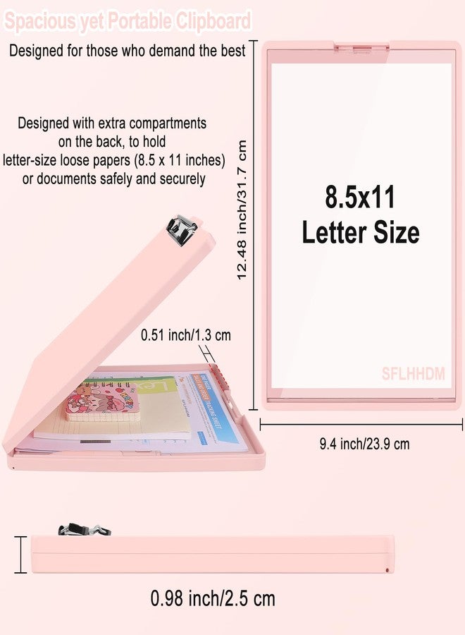 SFLHHDM Clipboard with Storage,Three-Tier Box Clipboard(Letter Size),Storage Clipboard with Clip Form Holder Clipboards,Dry Erase Clip Boards 8.5x11 with Storage for Office School Supplies Clip Board-Pink - Image 3