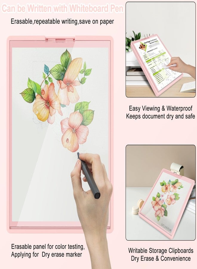SFLHHDM Clipboard with Storage,Three-Tier Box Clipboard(Letter Size),Storage Clipboard with Clip Form Holder Clipboards,Dry Erase Clip Boards 8.5x11 with Storage for Office School Supplies Clip Board-Pink - Image 4