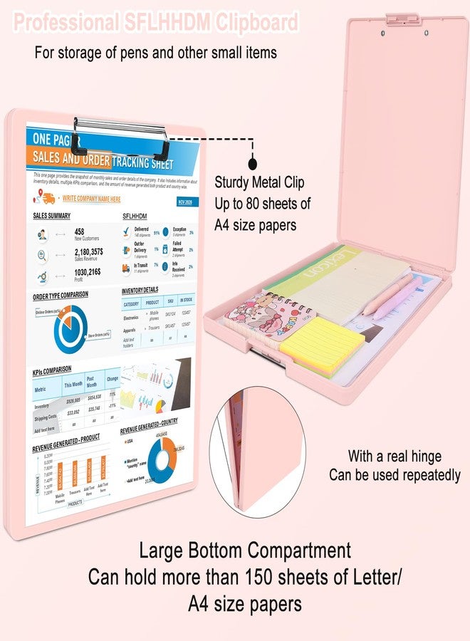 SFLHHDM Clipboard with Storage,Three-Tier Box Clipboard(Letter Size),Storage Clipboard with Clip Form Holder Clipboards,Dry Erase Clip Boards 8.5x11 with Storage for Office School Supplies Clip Board-Pink - Image 5