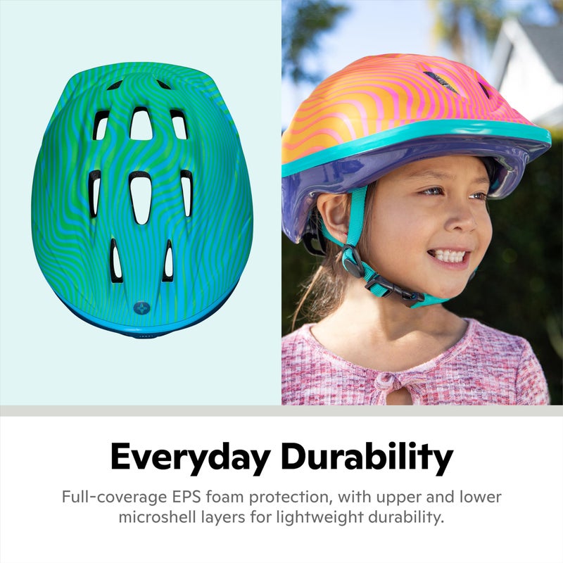 Schwinn Classic Infant Bike Helmet for Boys Girls Age 0-3 Years Old, Suggested Fit 44-50 cm, Dial Fit, Full Range Padding, Lower Molded Shell, Integrated Visor, Blue/Green - Image 3