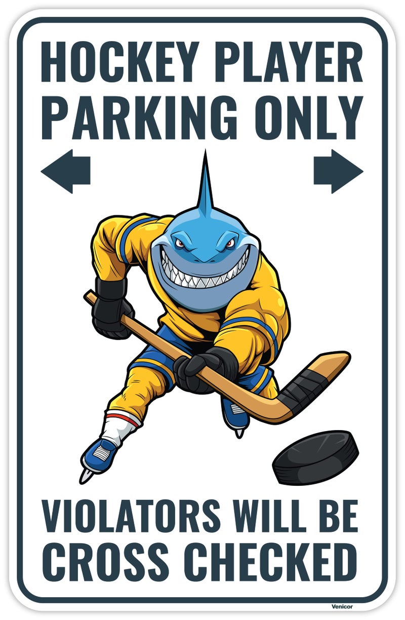 Venicor Hockey Sign  9 x 14 Inches  Aluminum  Ice Hockey Gifts for Boys Room Decor Birthday Party Favors Stuff