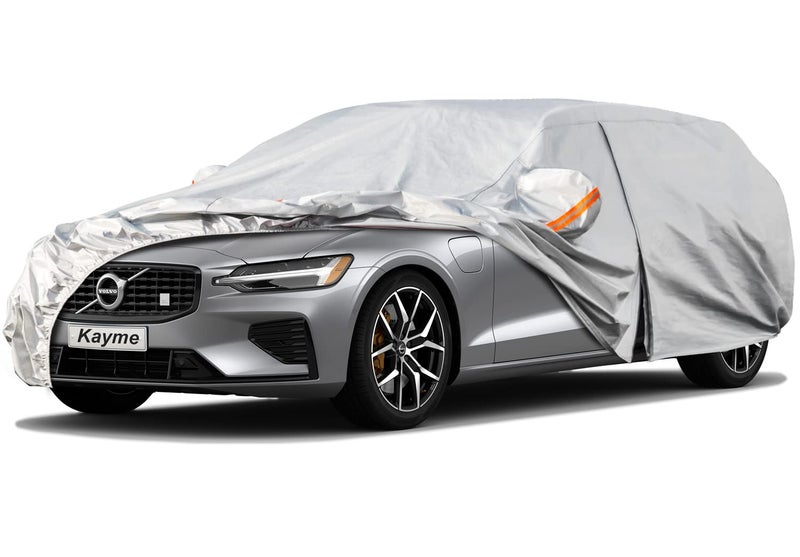 Kayme 6 Layers Station Wagon Car Cover Waterproof All Weather Outdoor Full Cover with Zipper Door Universal Fit for Volvo V60 BMW 3 Series Touring Audi A4 Avant Allroad 178190 inch