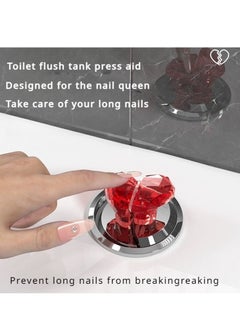Generic 1 Pair Red  Long Nail Dedicated Toilet Press, New Light Luxury Love Toilet Press, Long Nail Exclusive, Toilet Toilet Flushing Button Switch Assistant, Protecting Long Nails  - Image 1