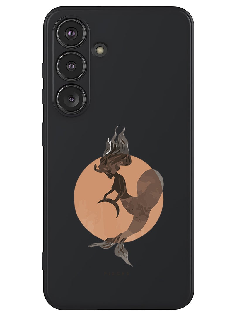 Theodor Protective Slim Fit Case Liquid Silicone Cover with Full Body Protection Anti-Scratch Shockproof Case For Samsung Galaxy S25 (Black) - Pisces - Image 1