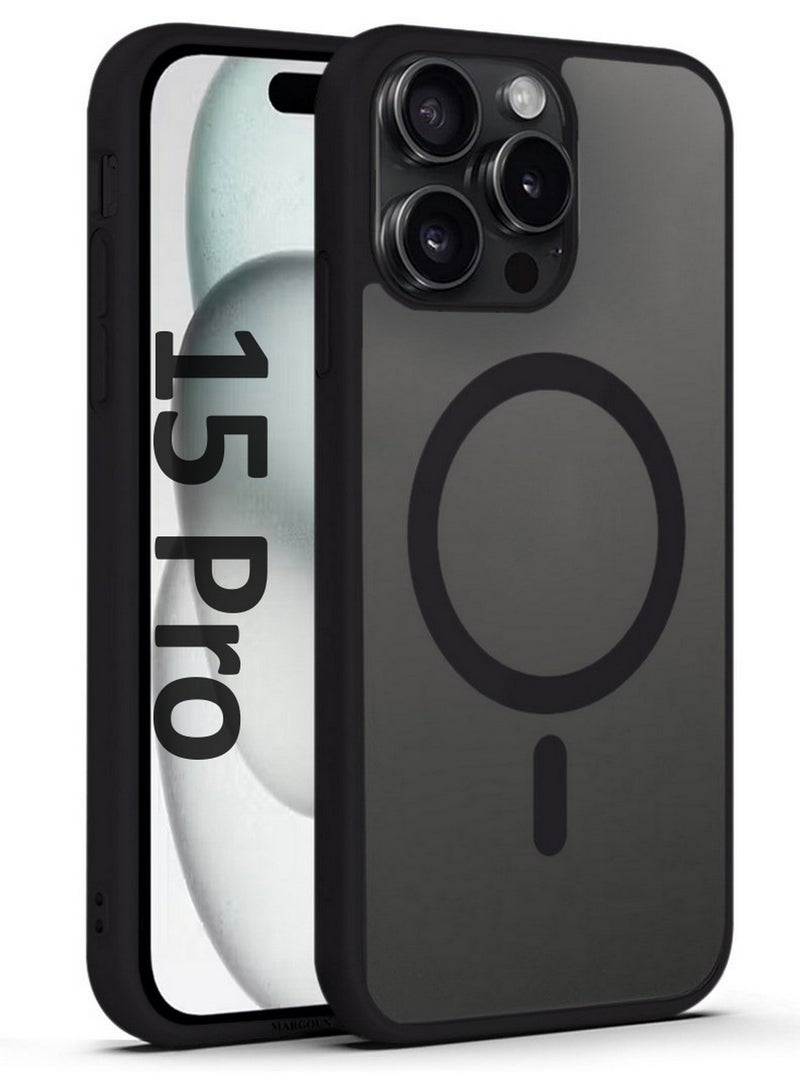 CATANES Magnetic Slim Protective Case for iPhone 15 Pro - with Wireless Charging Support - Black - Image 1