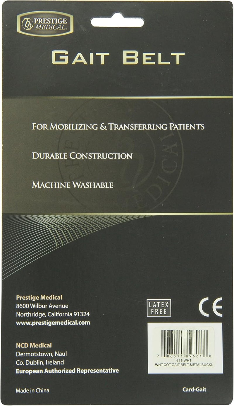 Prestige Medical 621wht Cotton Gait Belt with Metal Buckle White - Image 4