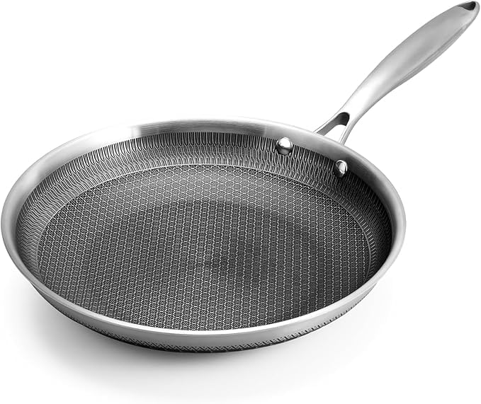 KERFORA Honeycomb Non-Stick Frying Pan with Stainless Steel Stay-Cool Handle | Compatible with All Cooktops | Dishwasher & Oven Safe (26 CM) - Image 1