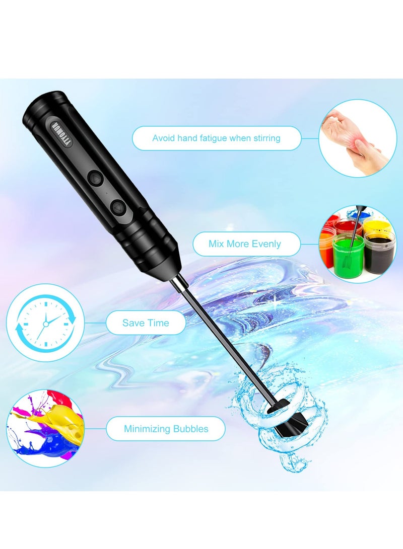 Handheld Rechargeable Epoxy Resin Mixer with 2 Paddles - Powerful Slow Motor for Bubble-Free Mixing in DIY Crafts, Jewelry, and Paint - Image 2