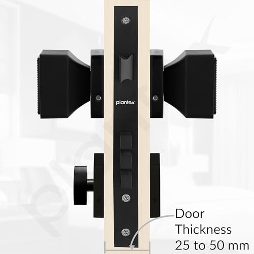 Plantex Heavy Duty Door Lock/Main Door Mortise Lock Handle/Handle Set for Home/Office/Door Accessories - (PT-011, Black) - Image 5