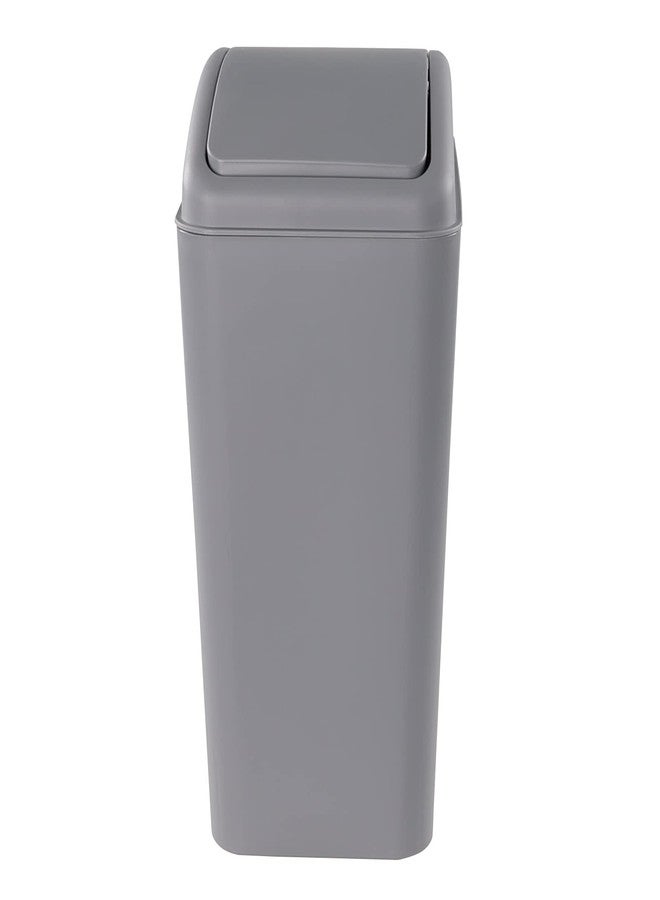 AnnkkyUS Plastic Trash Bin with Swing Lid, 16 L Small Garbage Bins, Grey - Image 1