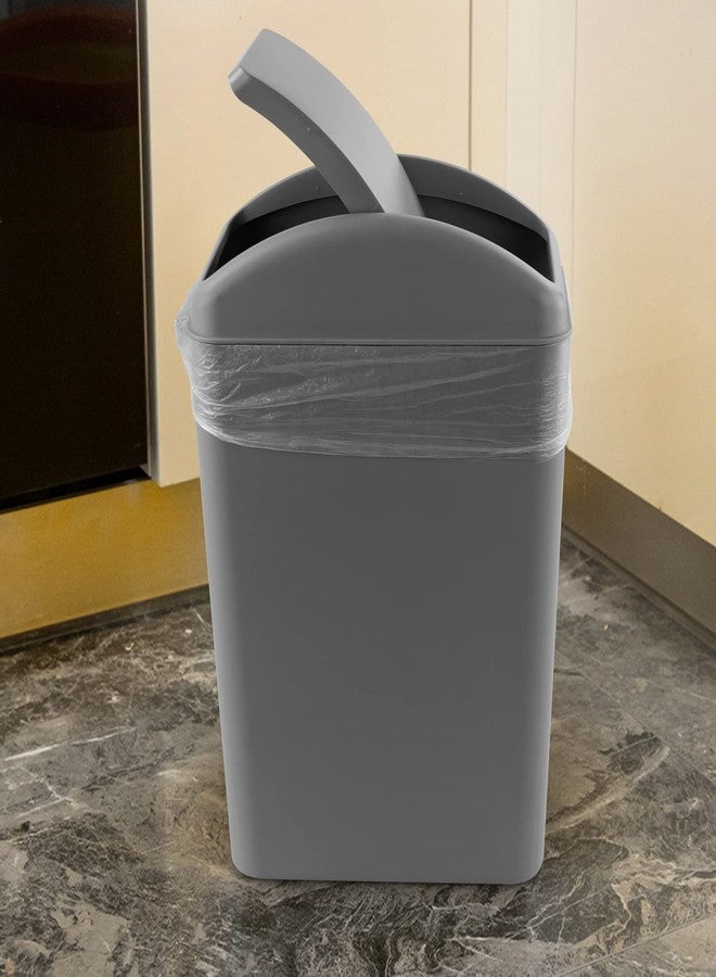 AnnkkyUS Plastic Trash Bin with Swing Lid, 16 L Small Garbage Bins, Grey - Image 5