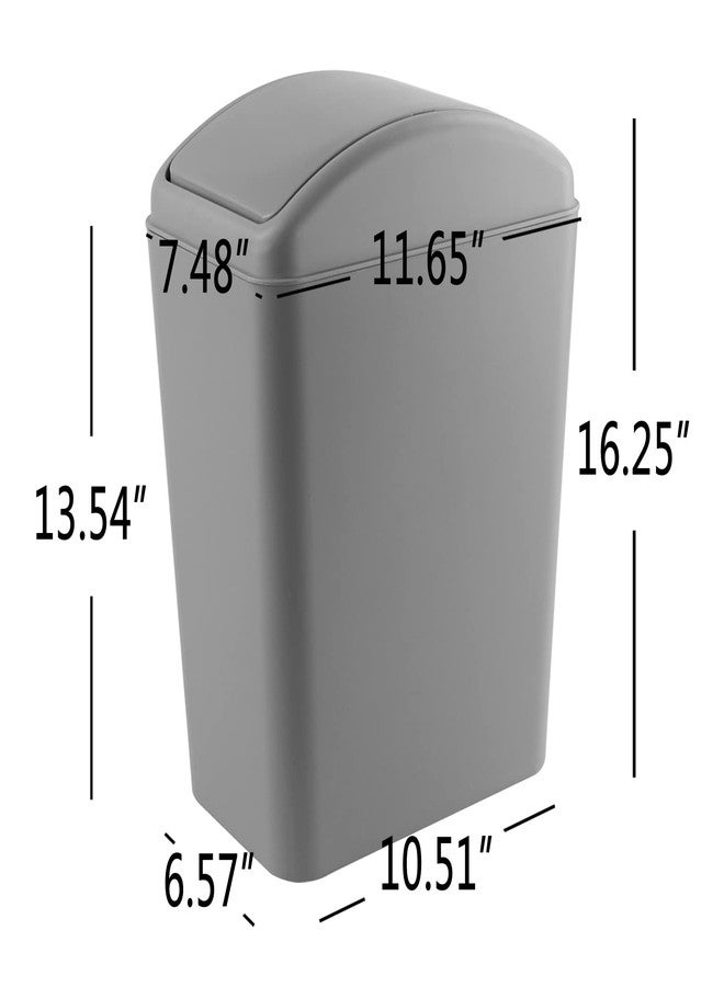 AnnkkyUS Plastic Trash Bin with Swing Lid, 16 L Small Garbage Bins, Grey - Image 3
