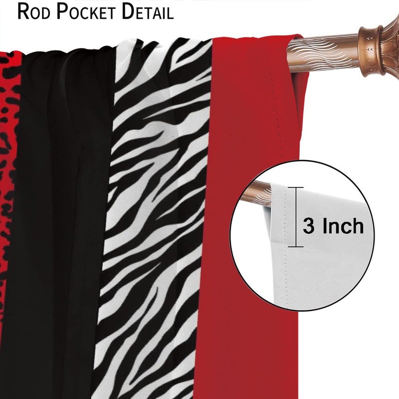SXXLDNG Red Black Curtains Leopard and Zebra Animal Print Window Drapes Thermal Insulated Curtains 2 Panels, Room Darkening for Living Room Bedroom Window Treatments 42" x 45"Decor - Image 5