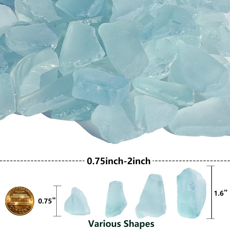 QYGL Sea Glass Block - 1LB Turquoise Frosted Sea Glass - Vase Filler and Aquarium Ornament, DIY Craft Supplies for Art, Sea Glass Decor, Beach Weddings, and Home Decor - Image 3