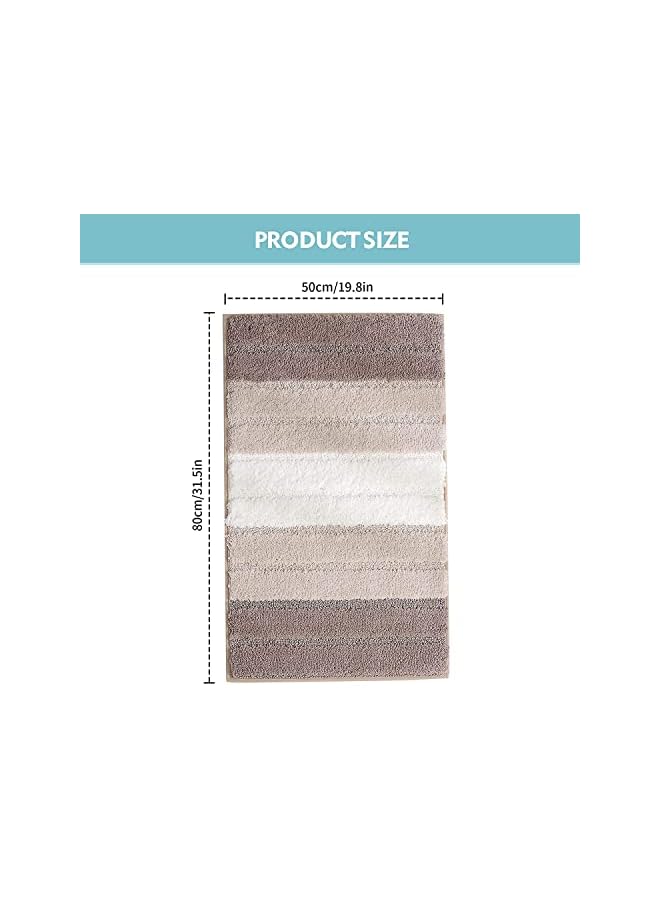 The Bros Bathroom Rugs Bath Mat, 50x80cm, Non-Slip Fluffy Soft Plush Microfiber Shower Carpet Rug, Machine Washable Quick Dry Ultra Shaggy Bath Mats for Tub, Bathroom and Shower-Beige - Image 2