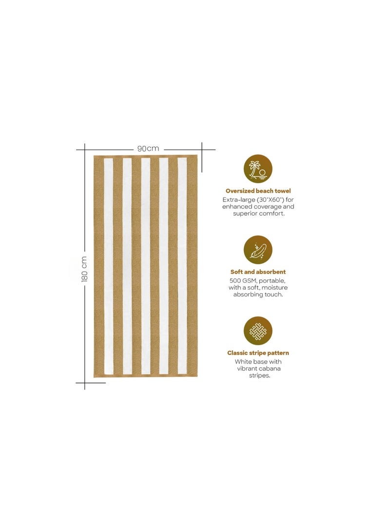 Bliss Casa 2-Pieces Oversized Beach Towels Extra Large 100% Cotton Summer Pool Cabana Stripe Highly Absorbent And Soft Towel - Image 2