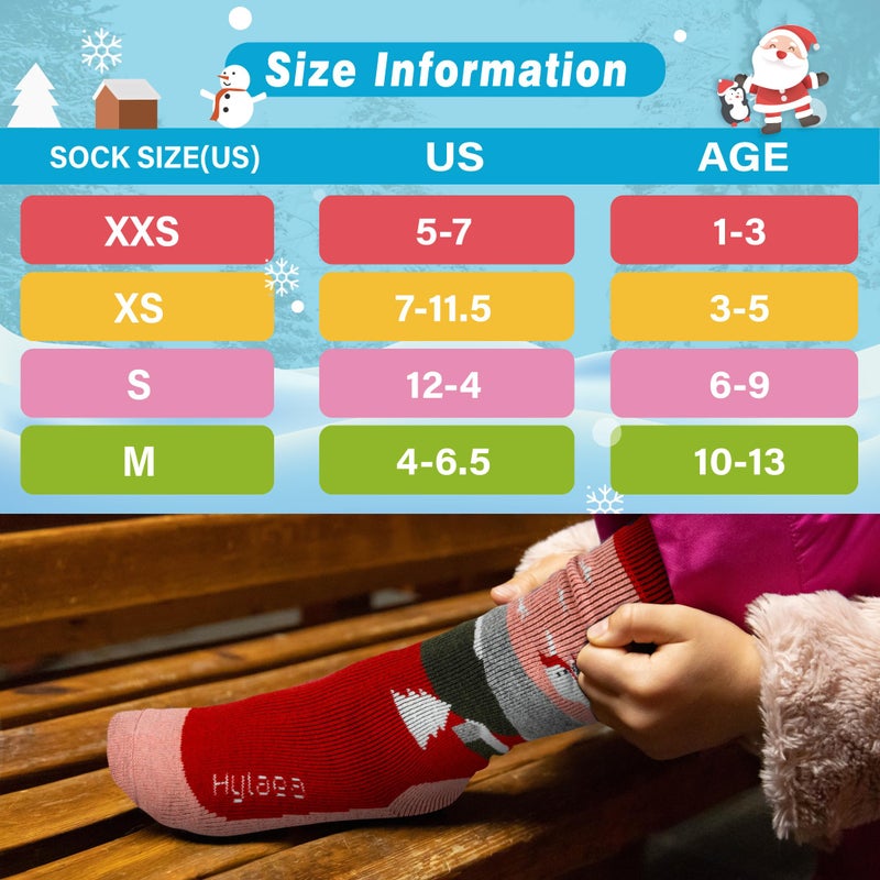 Hylaea Merino Wool Ski Socks Kids, Knee-high Warm Thermal Snowboard Skating Socks for Toddler Boys and Girls Pink Red Gray Blue X-Small - Image 5