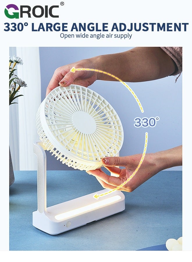GROIC 6 inch 2400mAh Camping Fan with LED Lantern and Hook, Rechargeable Battery USB 3 Speeds 350°Head Rotation, Desk Table for Outdoor Tent Travel Picnic - Image 4