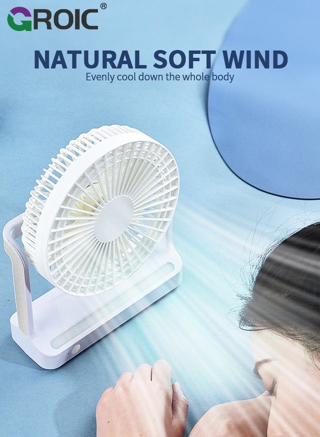 GROIC 6 inch 2400mAh Camping Fan with LED Lantern and Hook, Rechargeable Battery USB 3 Speeds 350°Head Rotation, Desk Table for Outdoor Tent Travel Picnic - Image 3