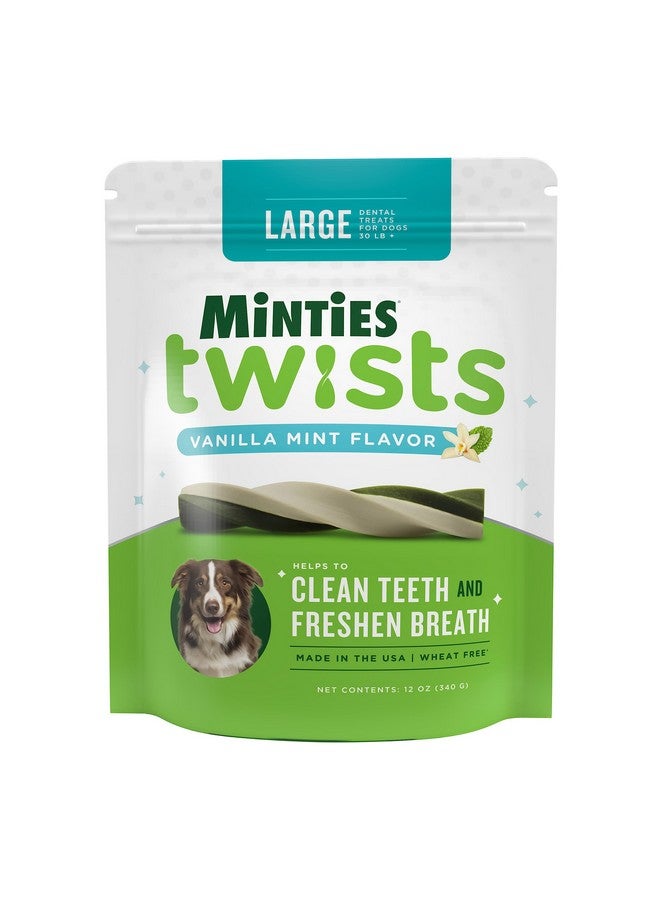 Minties Dental Twists for Dogs, Vet-Recommended Vanilla-Flavored Dental Chews, Dental Treats Clean Teeth, Fight Bad Breath and Removes Plaque and Tartar, Green, 12 Ounce (Pack of 1) - Image 1