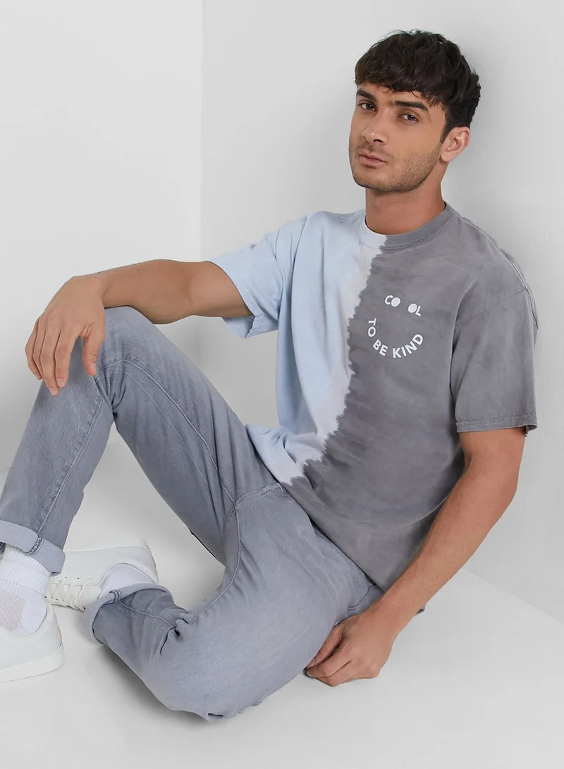 TOPMAN Color Block Oversize Crew Neck T-Shirt