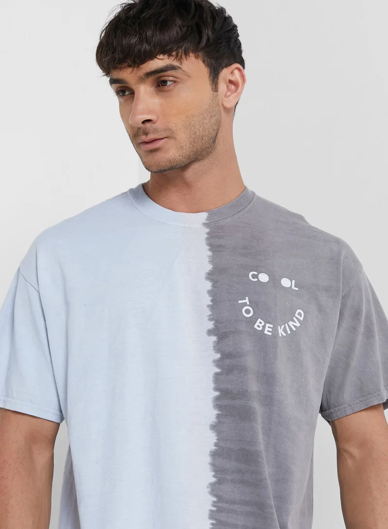TOPMAN Color Block Oversize Crew Neck T-Shirt