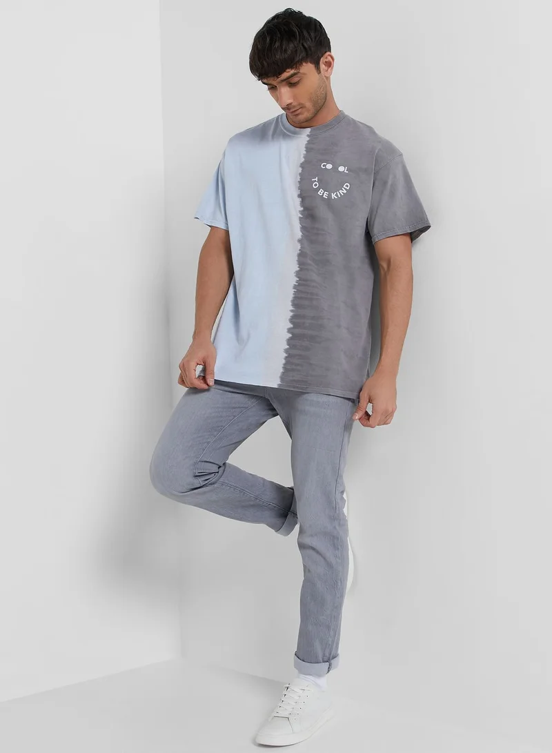 TOPMAN Color Block Oversize Crew Neck T-Shirt