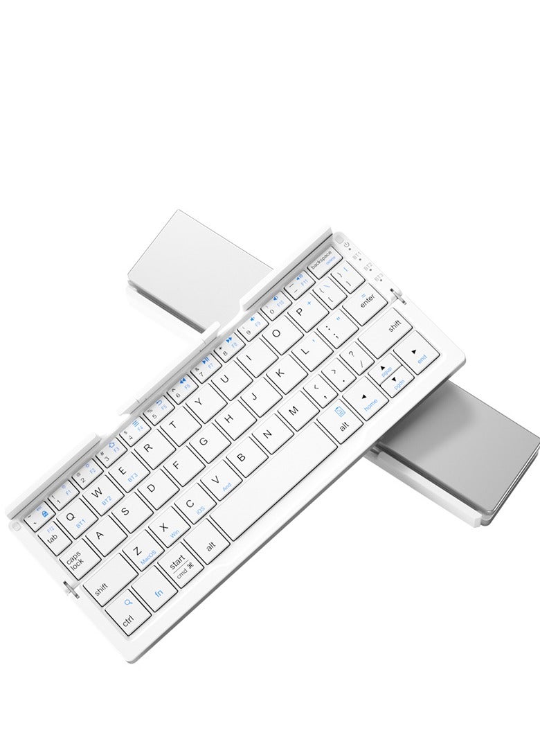 GULFLINK Mini Foldable Bluetooth Keyboard With Magnetic Stand, Aluminum Alloy Mini Quiet Folding Keyboard Android, Rechargeable Keyboard For Tablet, iPad, Phones White - Image 1