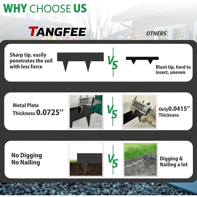 1005 13Cm مجموعة تحديد حدود المناظر الطبيعية، حواف فولاذية مغلفة بالزنك للحدائق مع دعامات، حافة معدنية للحدائق لتنسيق المناظر الطبيعية، أرصفة الزهور والعشب، الأرصفة، الفناء، الممرات، لون أسود 10Pack 100 13Cm - Image 3