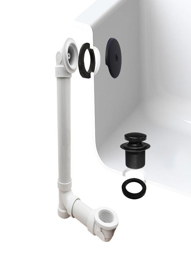 ويست براس مجموعة تصريف مياه حوض الاستحمام من ويست براس A49321-62، مقاس 14 بوصة، مصنوعة من مادة PVC مقاس 40، مع غطاء لوحة أمامية بفتحة واحدة وسدادة تصريف طرفية، لون أسود غير لامع - Image 1