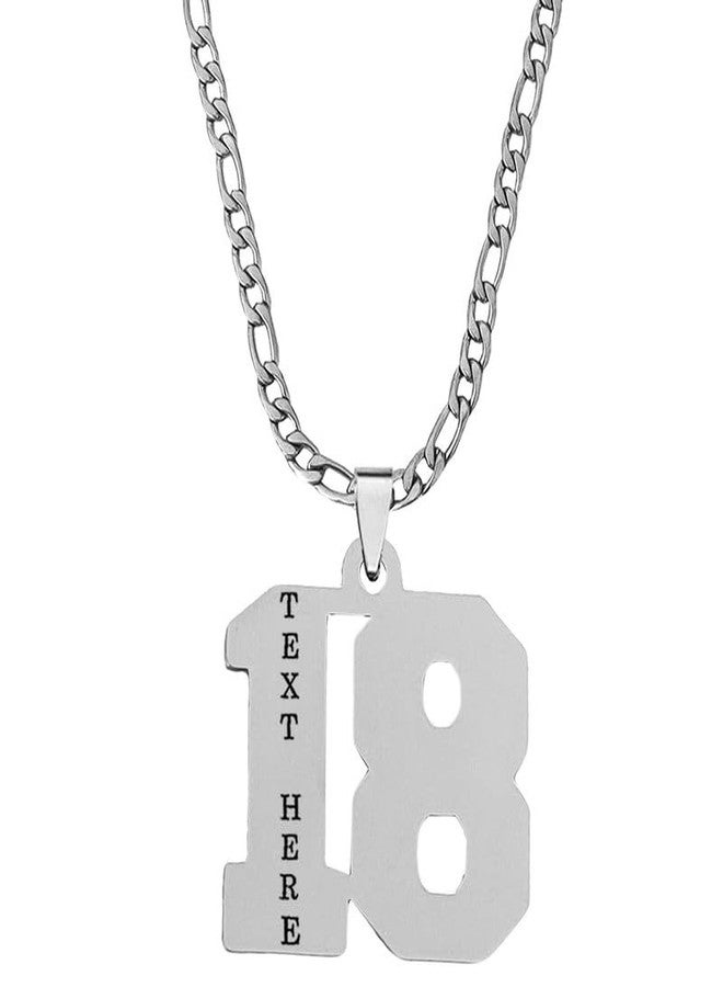 M Men Style 316 Stainless Steel 18K Customize Your 18 Jersey Number Necklace Sports Cricket Soccer Football Basketball Baseball for Boys Men Girls - Image 1